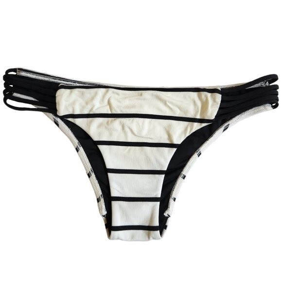 Seafolly Australia Castaway black white stripe swim suit bottom USA sz 8 - Picture 1 of 12